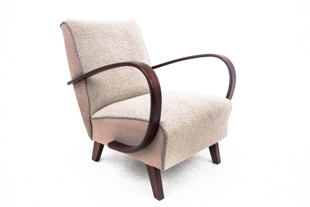 Beżowe fotele Art Deco, proj. J. Halabala, Czechosłowacja, lata 30. - 47328