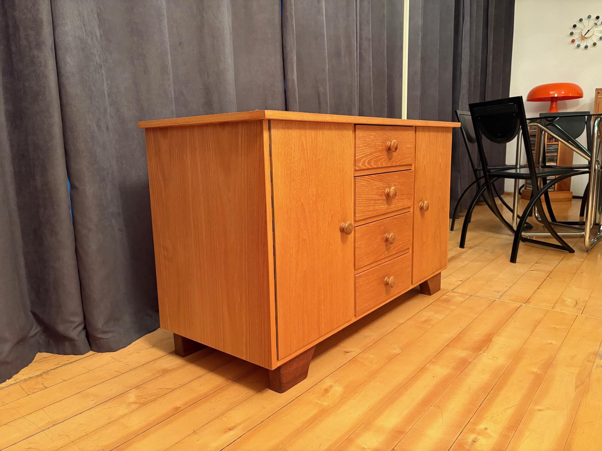 Sideboard, jasnobrązowy, buk, Niemcy, lata 60. - 79786