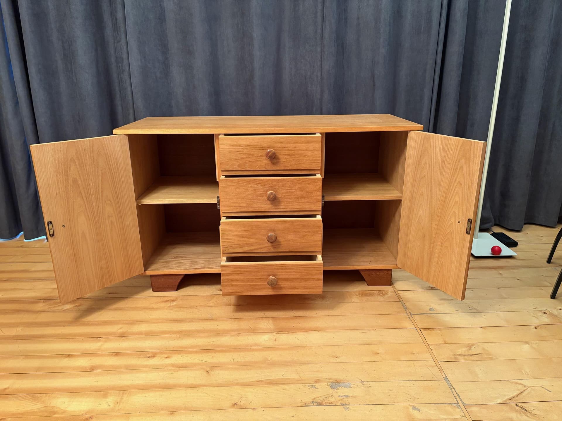 Sideboard, jasnobrązowy, buk, Niemcy, lata 60. - 79792