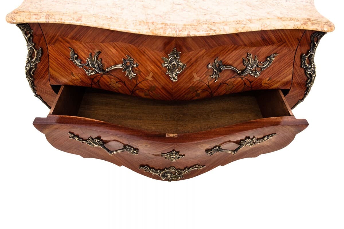 Intarsjowana komoda z marmurowym blatem, styl Ludwika XV, Francja, przełom XVIII/XIX w. - 47785