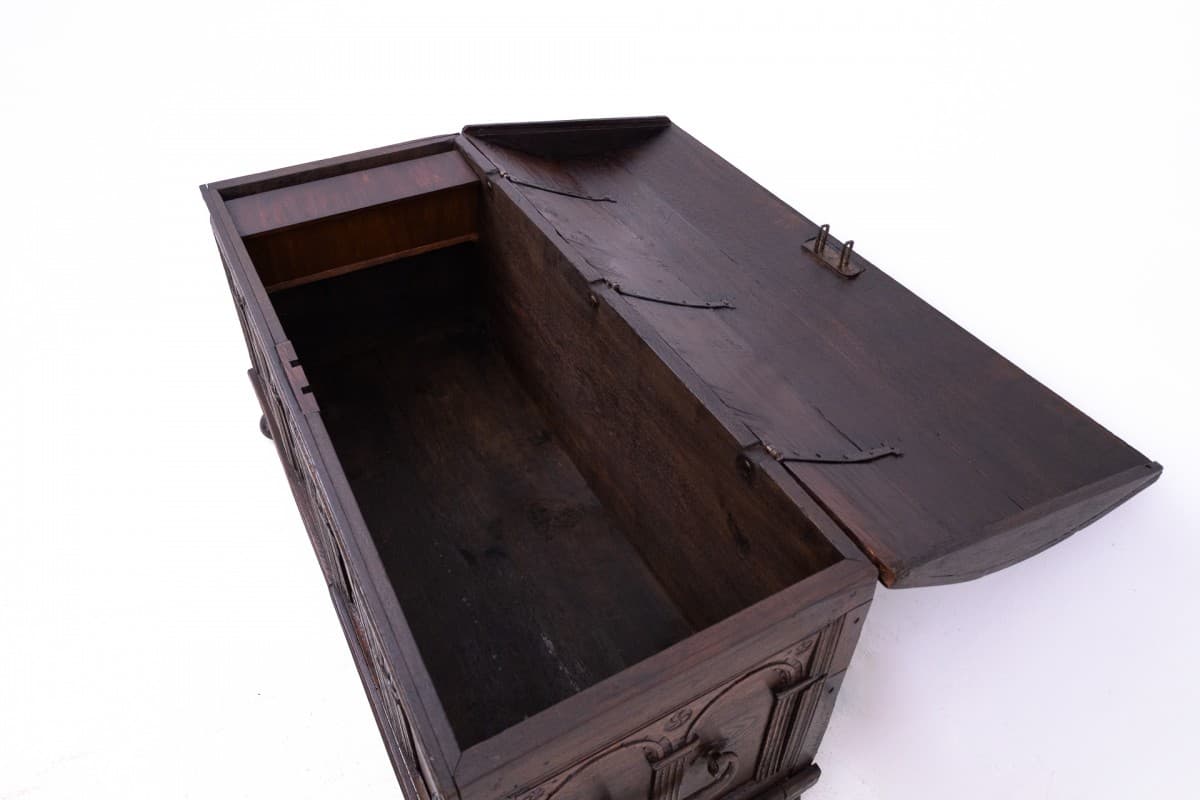 Ciemnobrązowa skrzynia zabytkowa, Francja, połowa XIX wieku - 49424