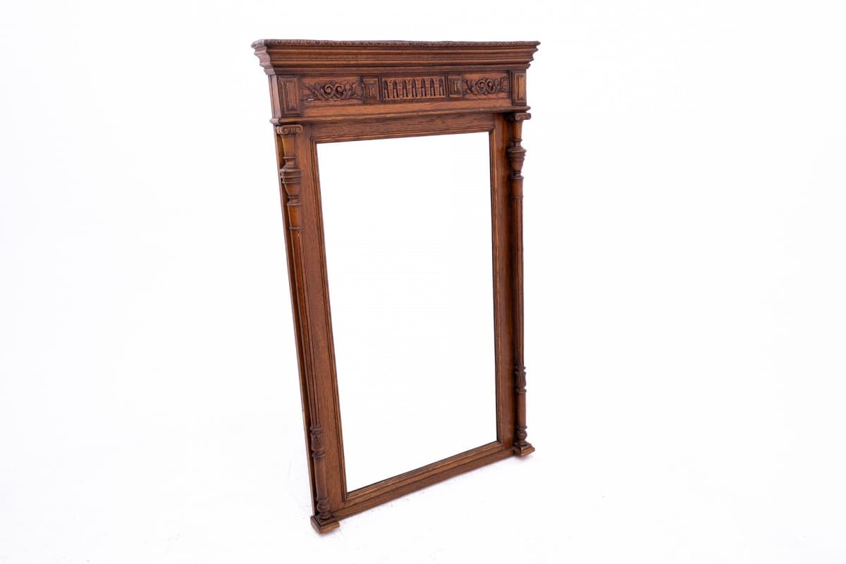 Oak Eclectic Wall Mirror, France, 1890s - 49443