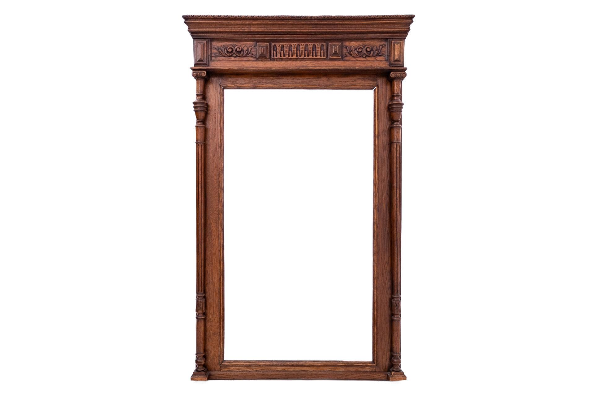 Oak Eclectic Wall Mirror, France, 1890s