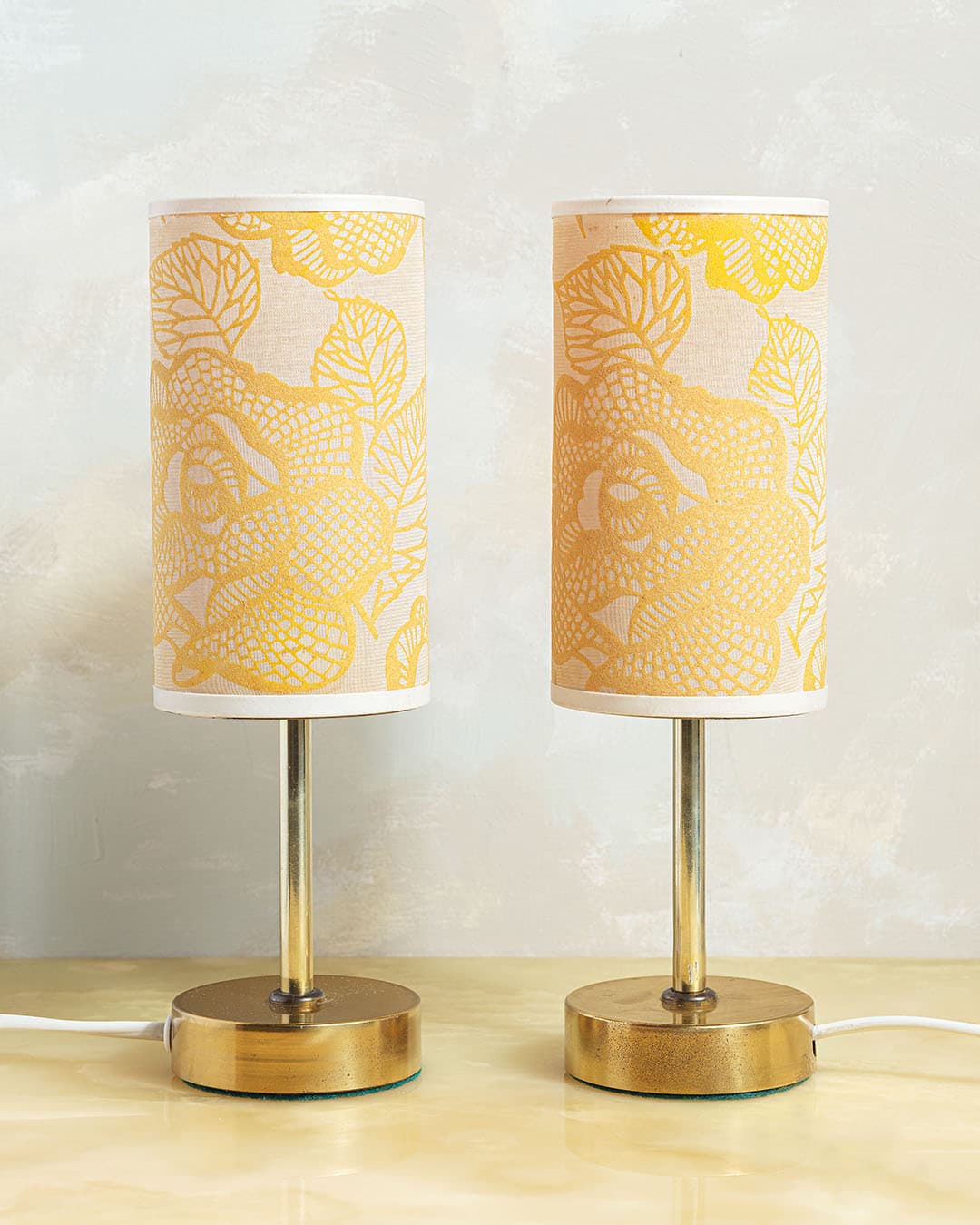 Para lampek nocnych, żółty, metal, Niemcy, lata 60. - 50875