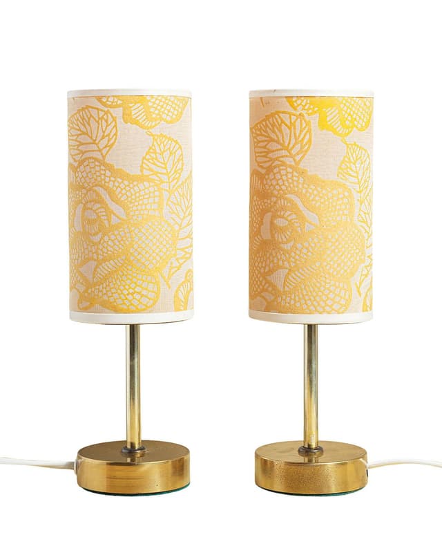 Para lampek nocnych, żółty, metal, Niemcy, lata 60. - WYMIARY