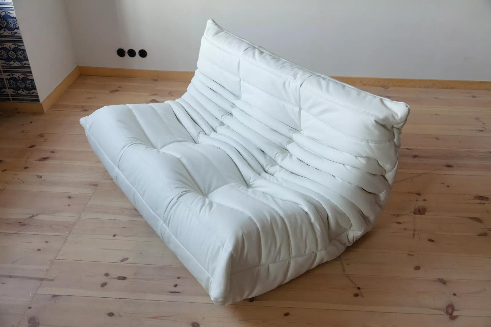 Sofa Togo dwuosobowa, skóra biała madras - 51142