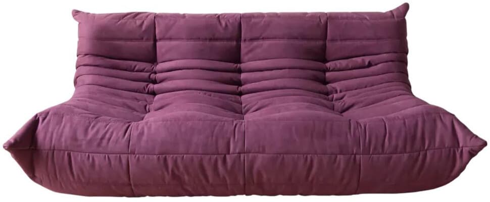 Sofa Togo trzyosobowa, mikrofibra bakłażan