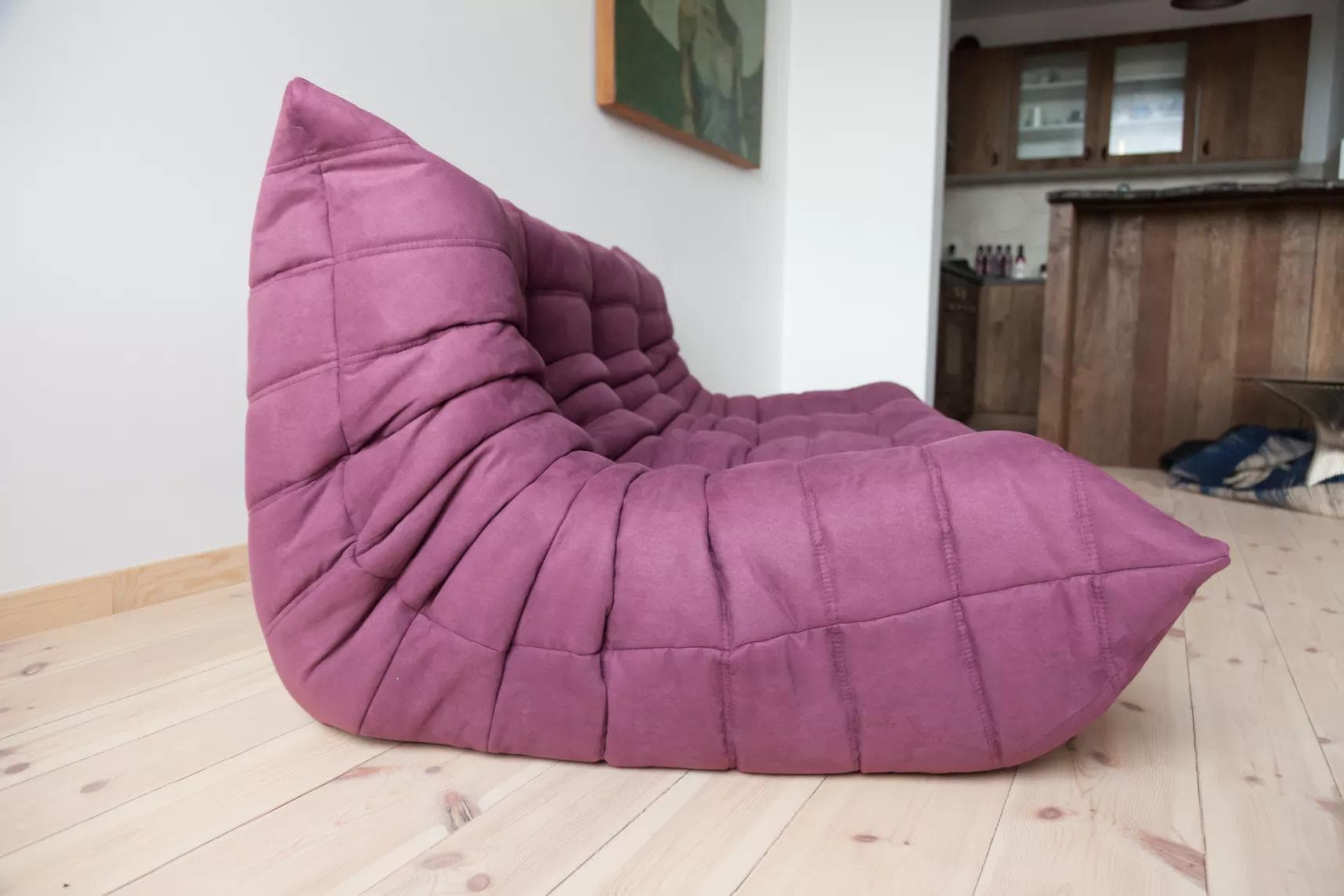 Sofa Togo trzyosobowa, mikrofibra bakłażan - 51285