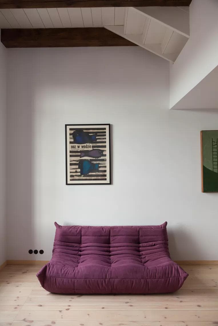 Sofa Togo trzyosobowa, mikrofibra bakłażan - 51280