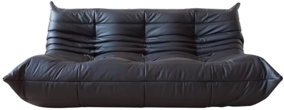 Sofa Togo trzyosobowa, skóra czarna madras