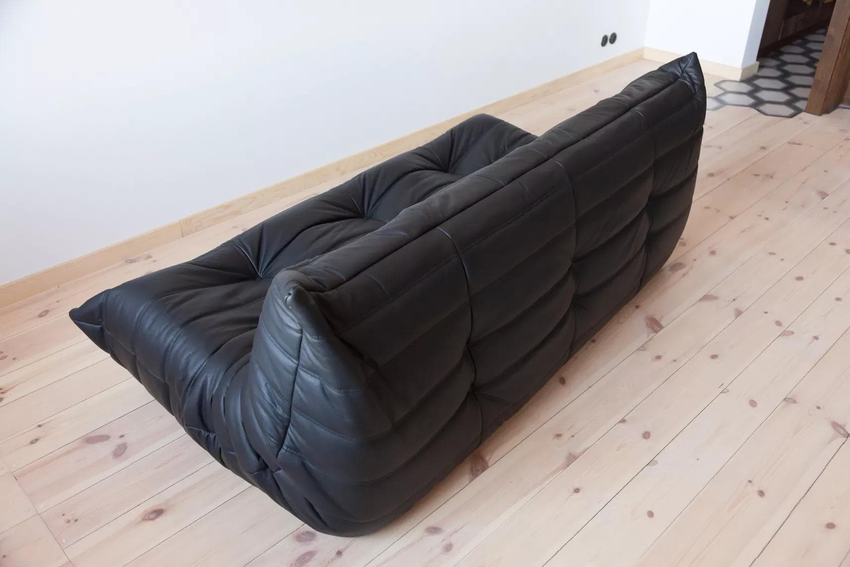 Sofa Togo trzyosobowa, skóra czarna madras - 51272