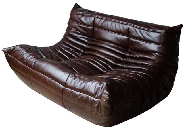 Sofa Togo dwuosobowa, skóra brązowa dark shiny - WYMIARY