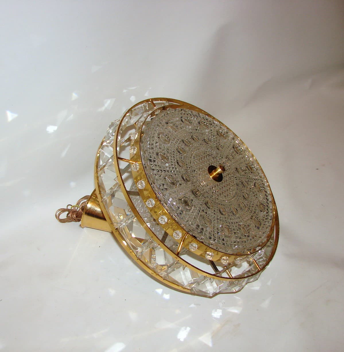 Lampa wisząca, kryształ złoty, proj. C. Fagerlund, Szwecja, lata 60. - 51669