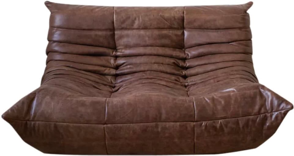 Sofa Togo dwuosobowa, skóra brązowa kasztanowa