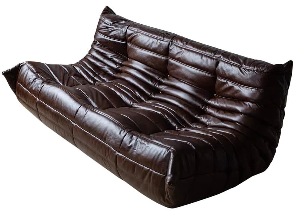 Sofa Togo trzyosobowa, skóra brązowa dark shiny