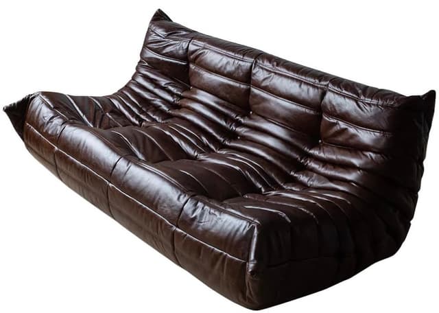 Sofa Togo trzyosobowa, skóra brązowa dark shiny - WYMIARY