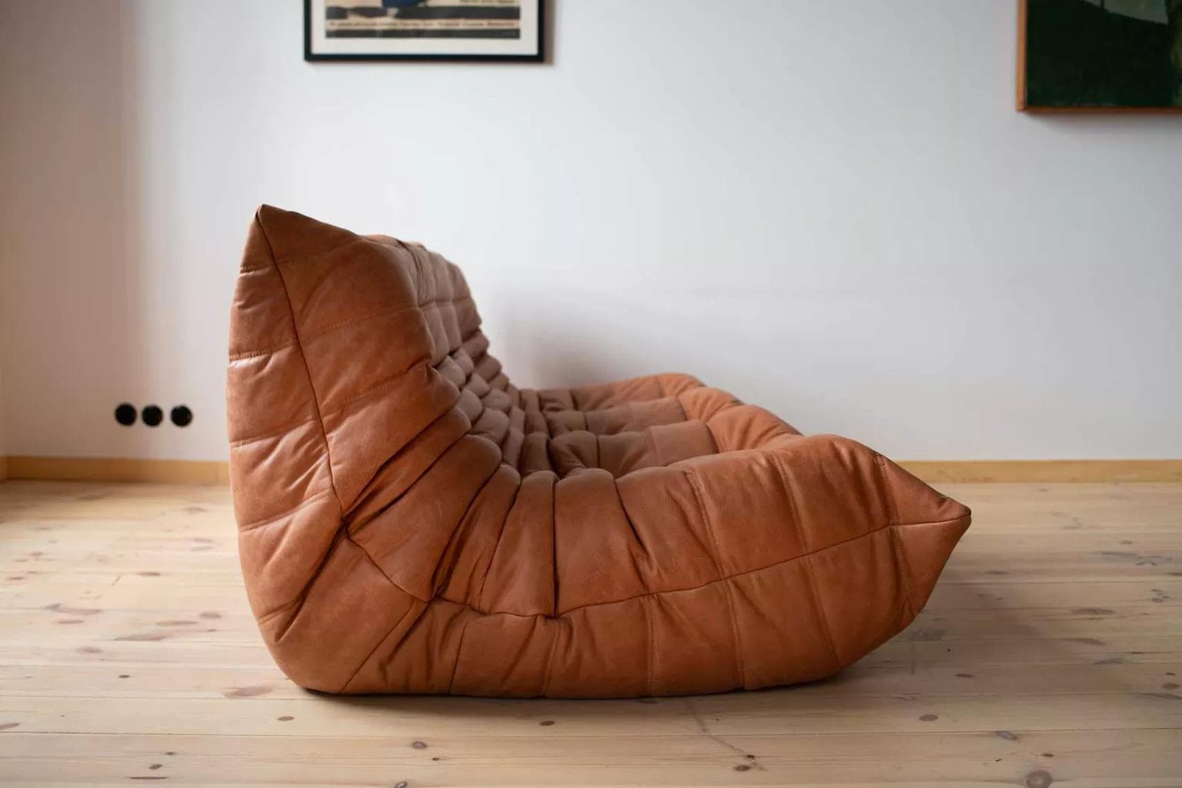 Sofa Togo trzyosobowa, skóra brązowa peach - 52247