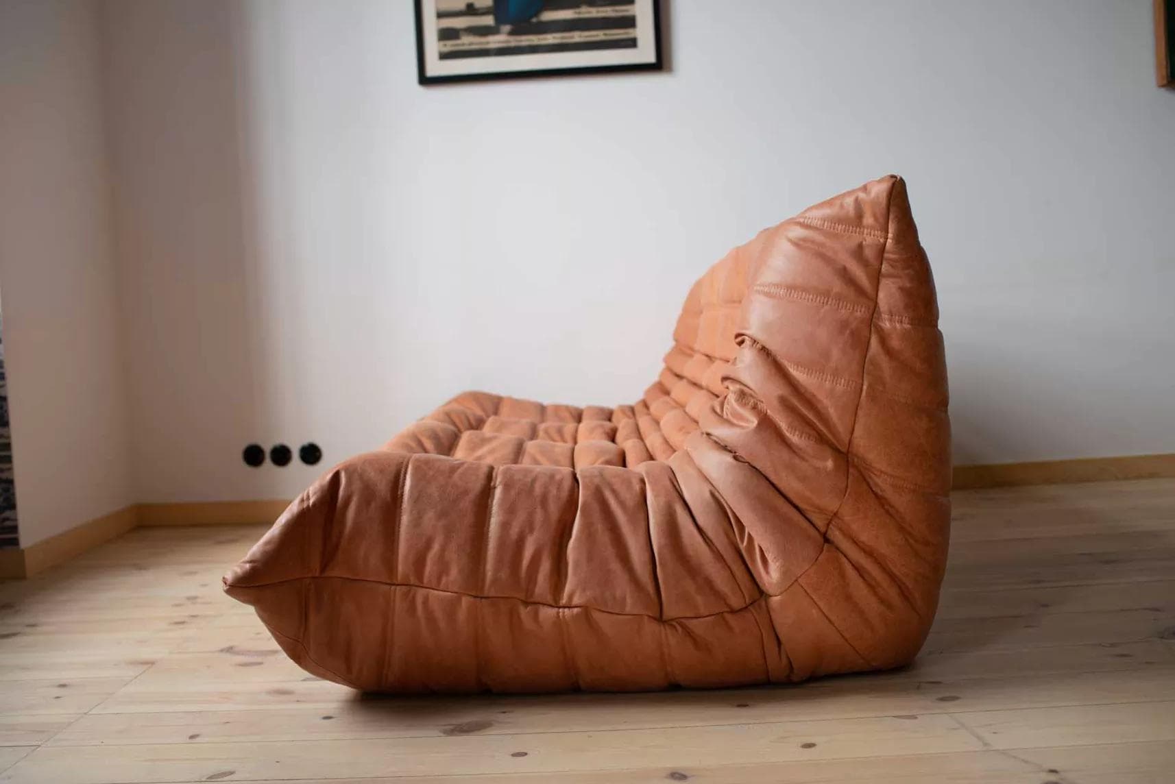 Sofa Togo trzyosobowa, skóra brązowa peach - 52244