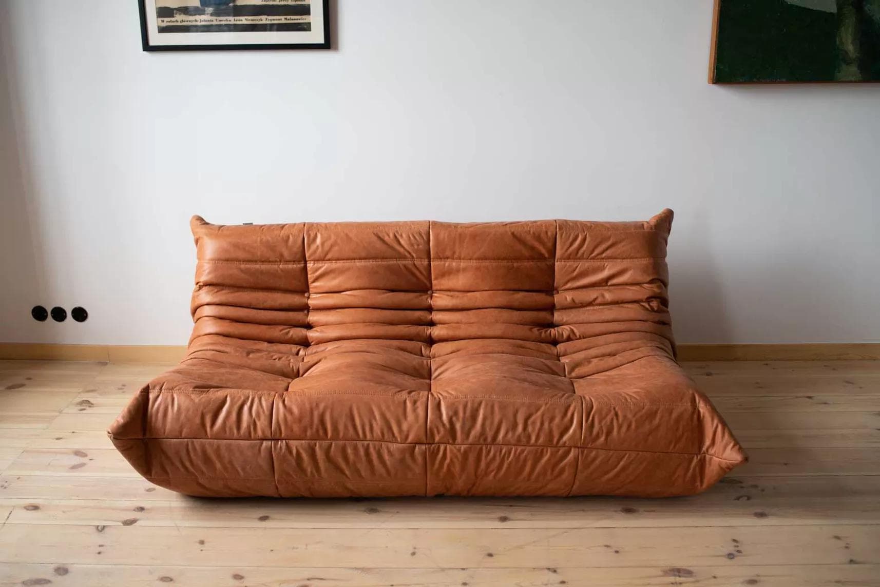 Zestaw wypoczynkowy Togo 5 części, skóra brązowa peach - 52211