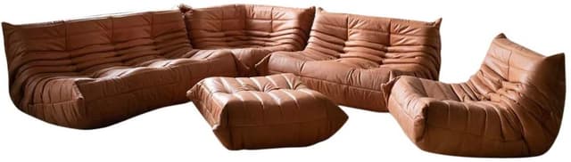 Zestaw wypoczynkowy Togo 5 części, skóra brązowa peach - WYMIARY