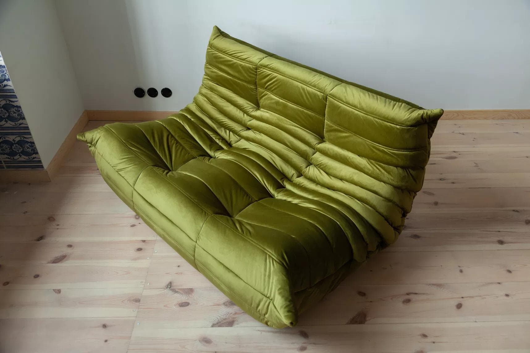 Sofa Togo dwuosobowa, velvet zielony oliwka - 52172