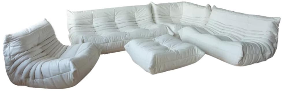 Zestaw wypoczynkowy Togo 5 części, skóra biała madras