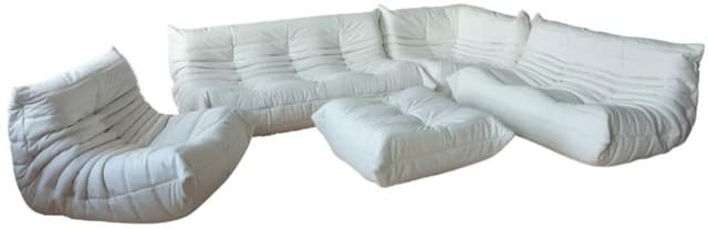 Zestaw wypoczynkowy Togo 5 części, skóra biała madras - WYMIARY