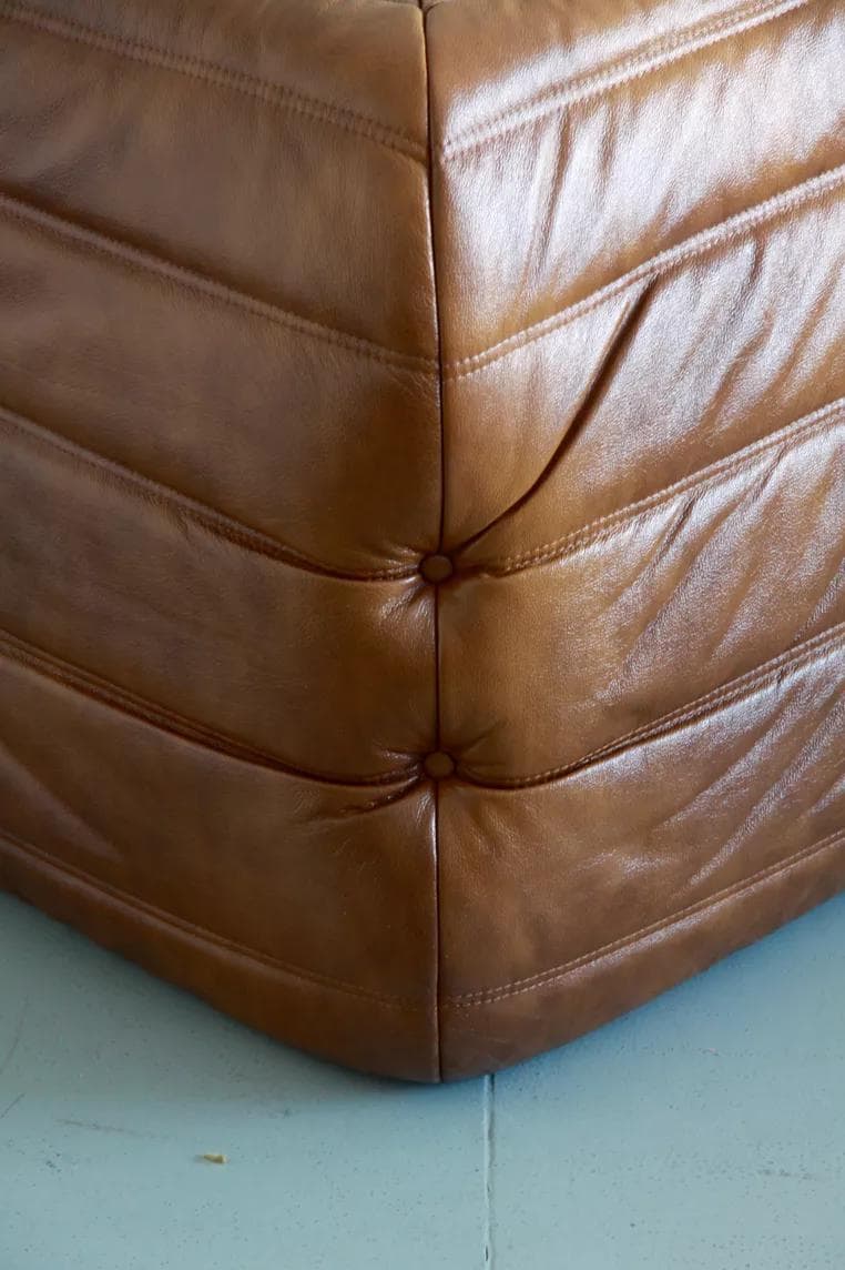 Zestaw wypoczynkowy Togo 5 części, skóra brązowa shine antique - 52082