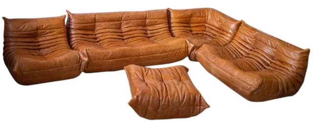 Zestaw wypoczynkowy Togo 5 części, skóra brązowa dubai pine - WYMIARY