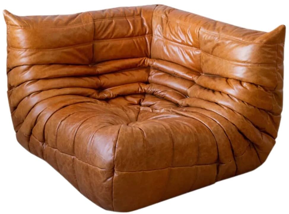 Narożnik Togo, skóra brązowa dubai pine