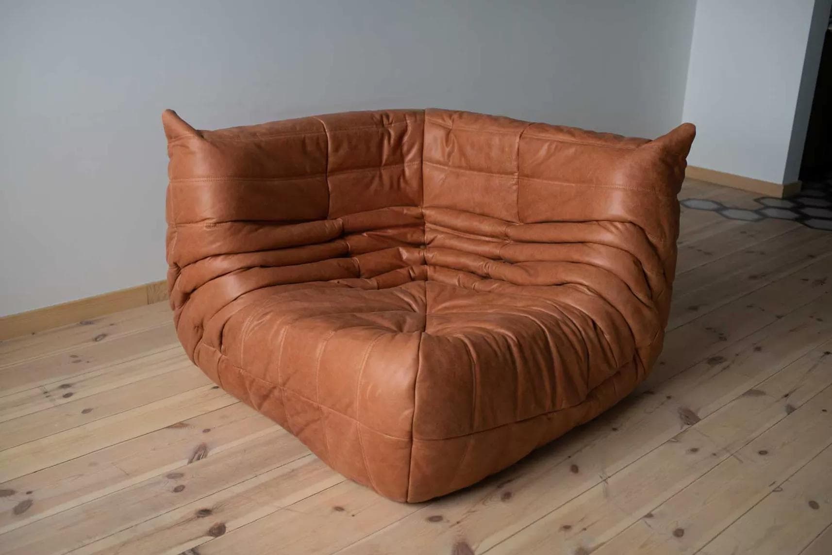 Narożnik Togo, skóra brązowa peach - 51898