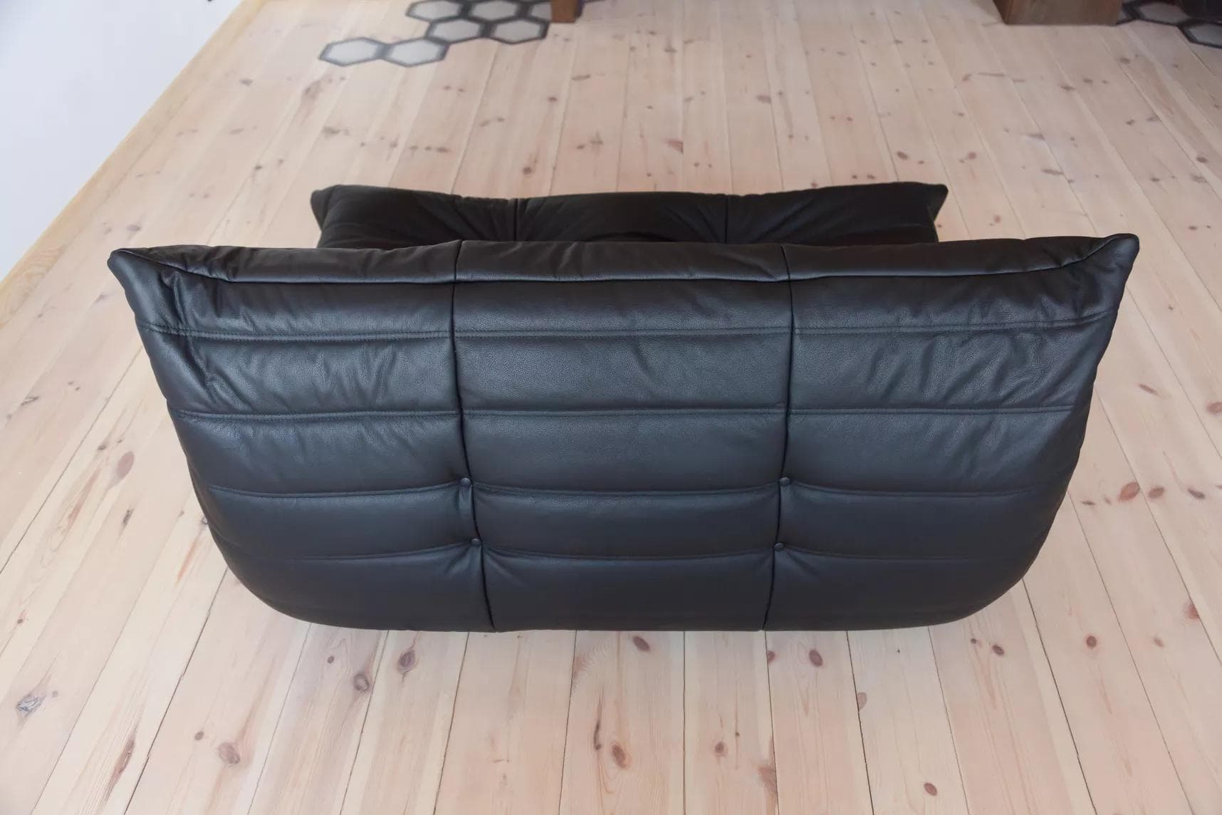 Sofa Togo dwuosobowa, skóra czarna madras - 51834