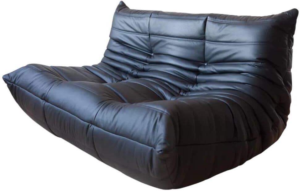 Sofa Togo dwuosobowa, skóra czarna madras