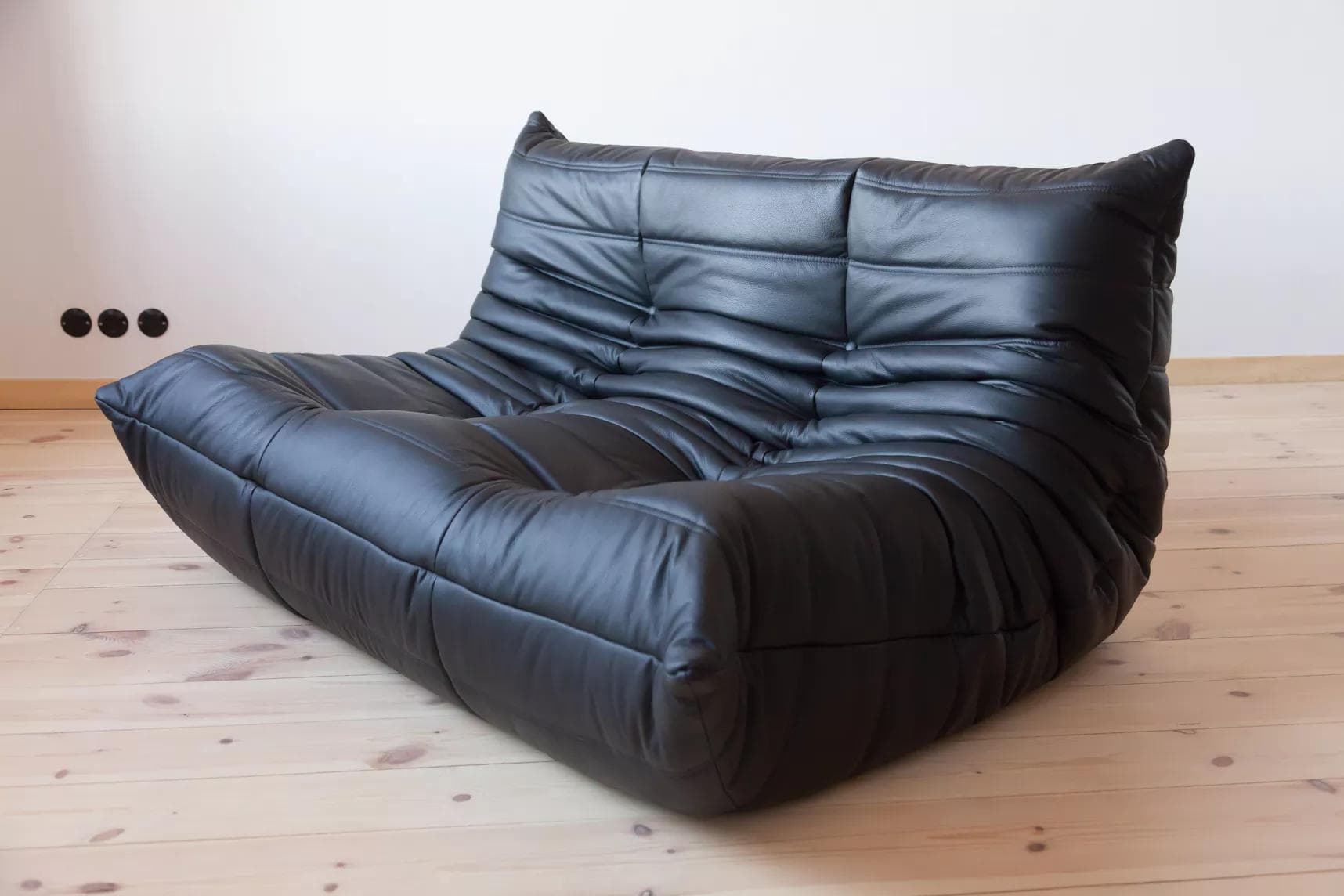 Sofa Togo dwuosobowa, skóra czarna madras - 51842