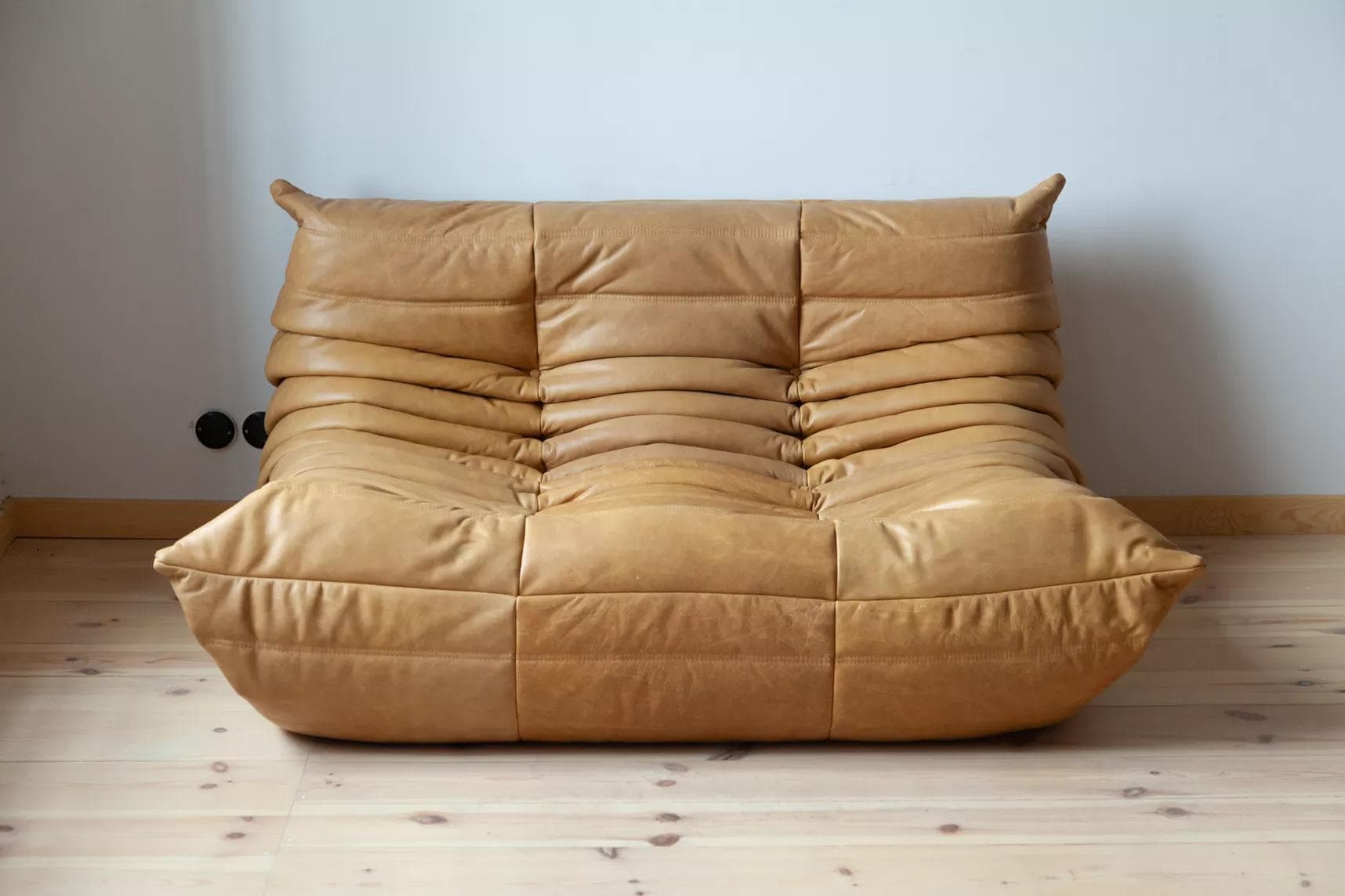 Sofa Togo dwuosobowa, skóra brązowa camel - 51822