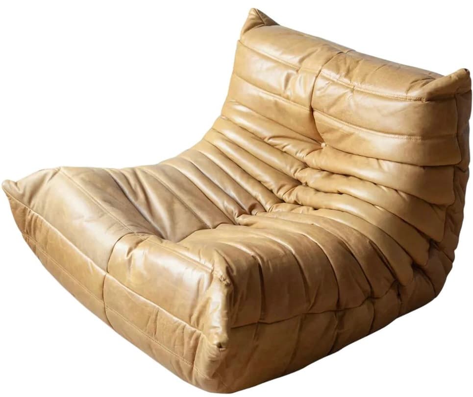 Fotel wypoczynkowy Togo, skóra brązowa camel