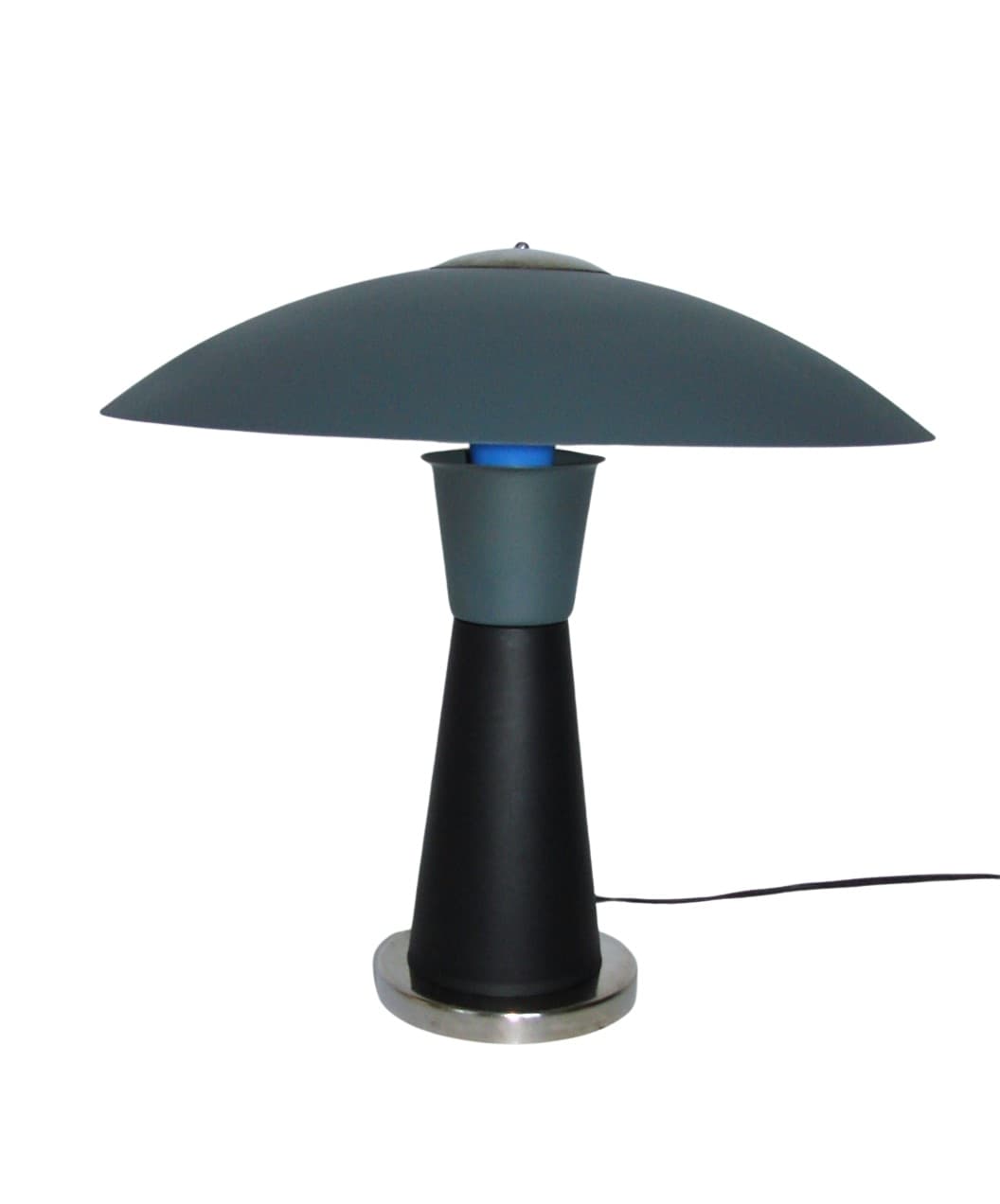 Lampa stołowa, szara, metal, Polska, lata 60.