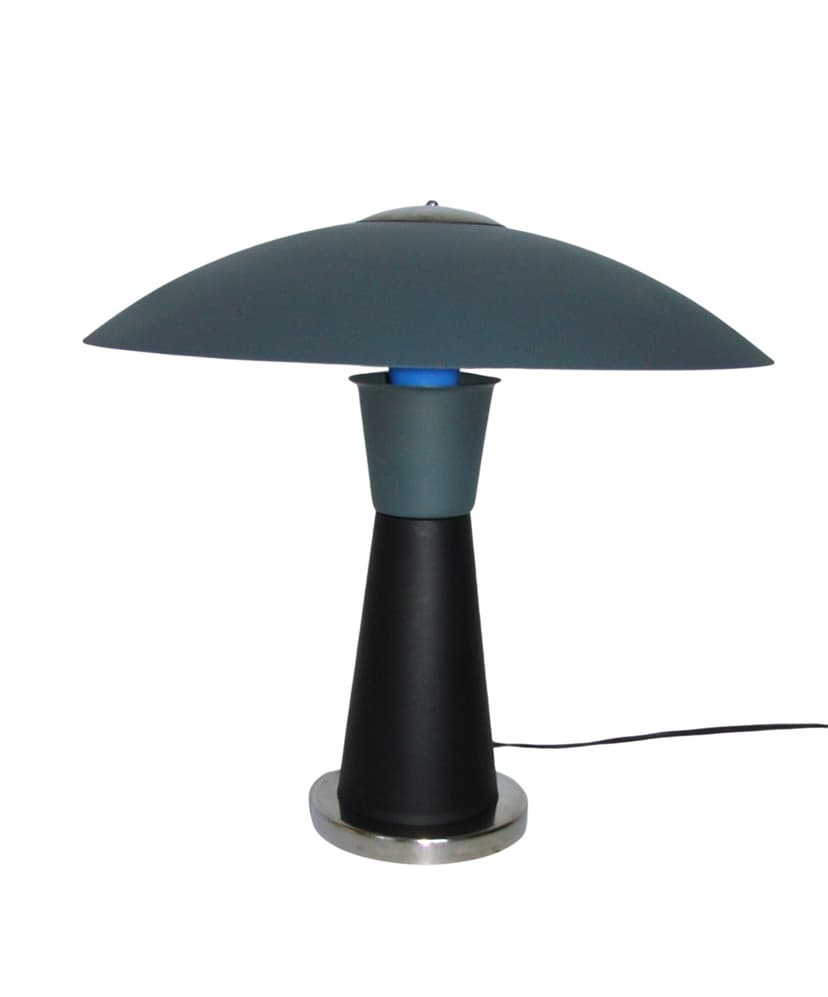 Lampa stołowa, szara, metal, Polska, lata 60.