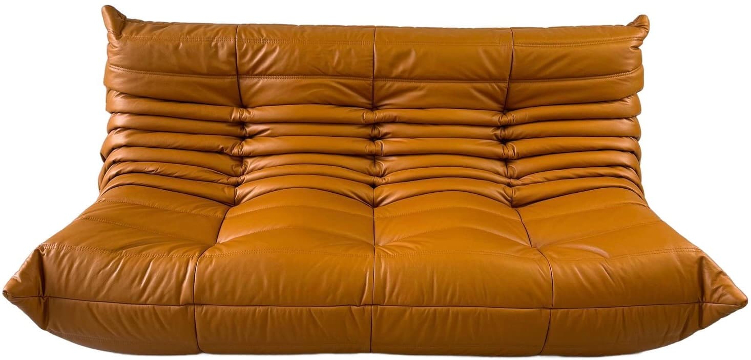 Sofa Togo trzyosobowa, skóra brązowa light cognac