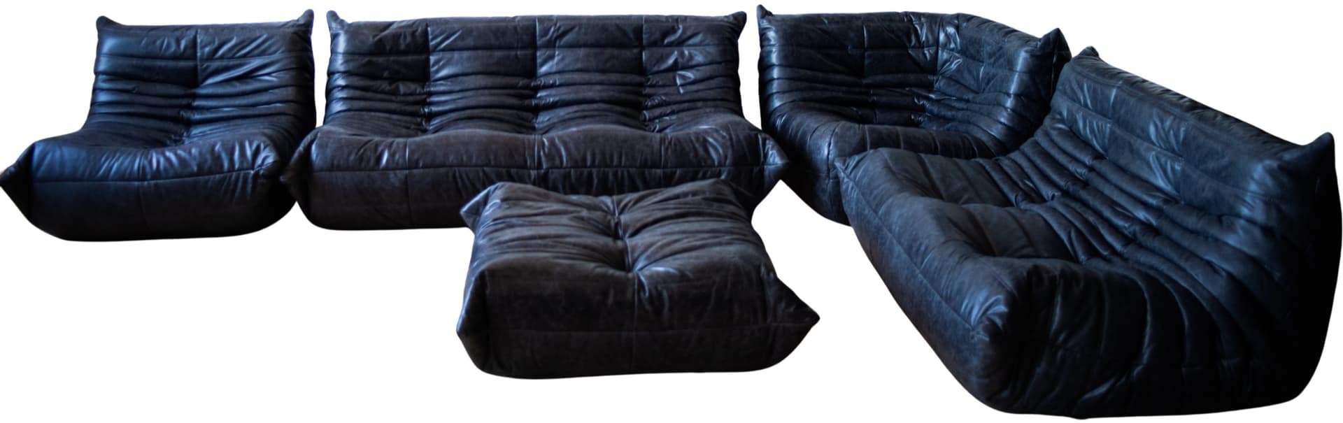 Zestaw wypoczynkowy Togo 5 części, skóra czarna dubai