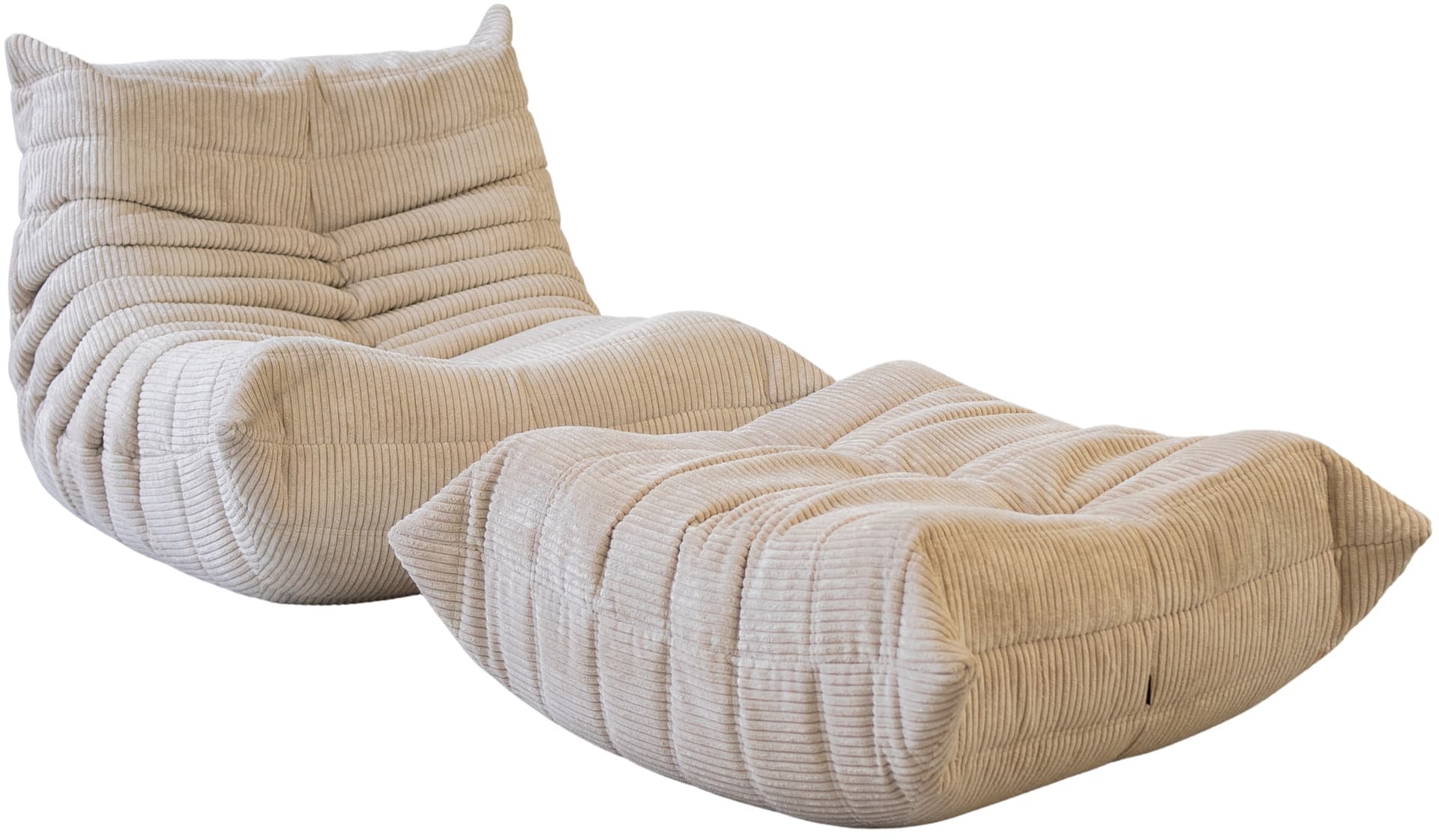 Fotel wypoczynkowy Togo z podnóżkiem, cord beżowy