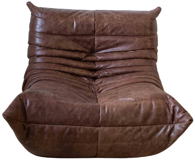 Fotel wypoczynkowy Togo, skóra brązowa kasztanowa - WYMIARY