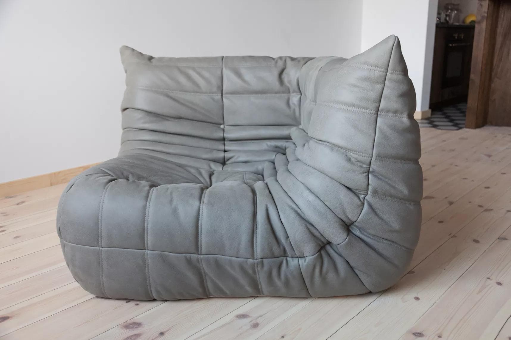 Narożnik Togo, skóra szara madras - 165197