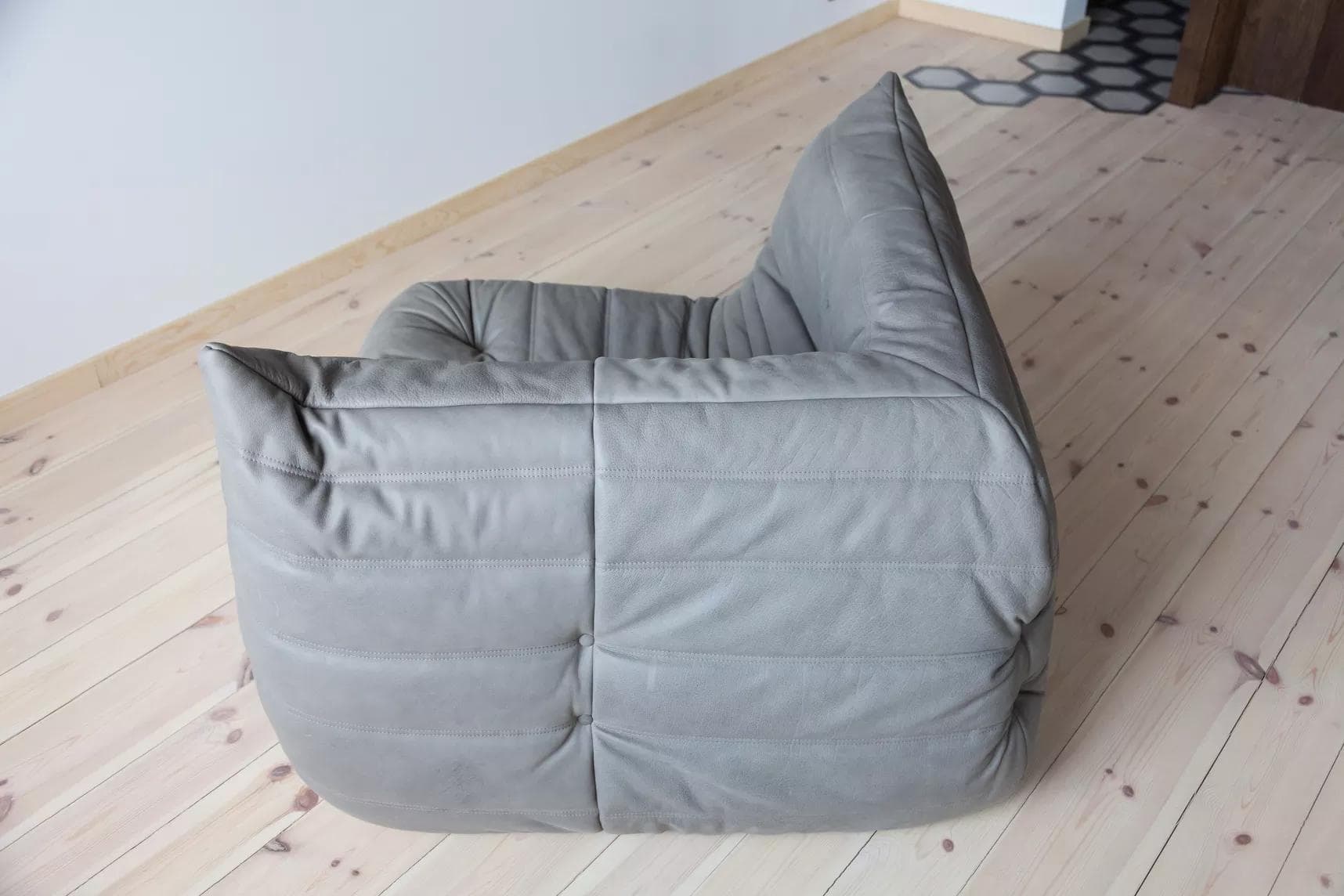 Narożnik Togo, skóra szara madras - 165199