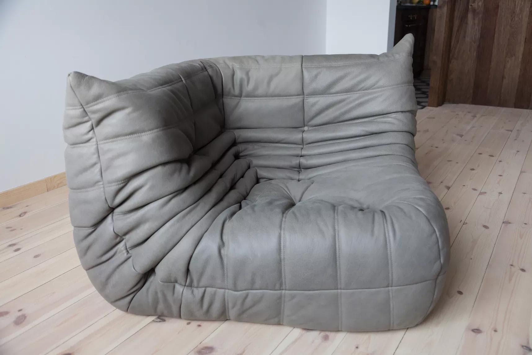 Narożnik Togo, skóra szara madras - 165201