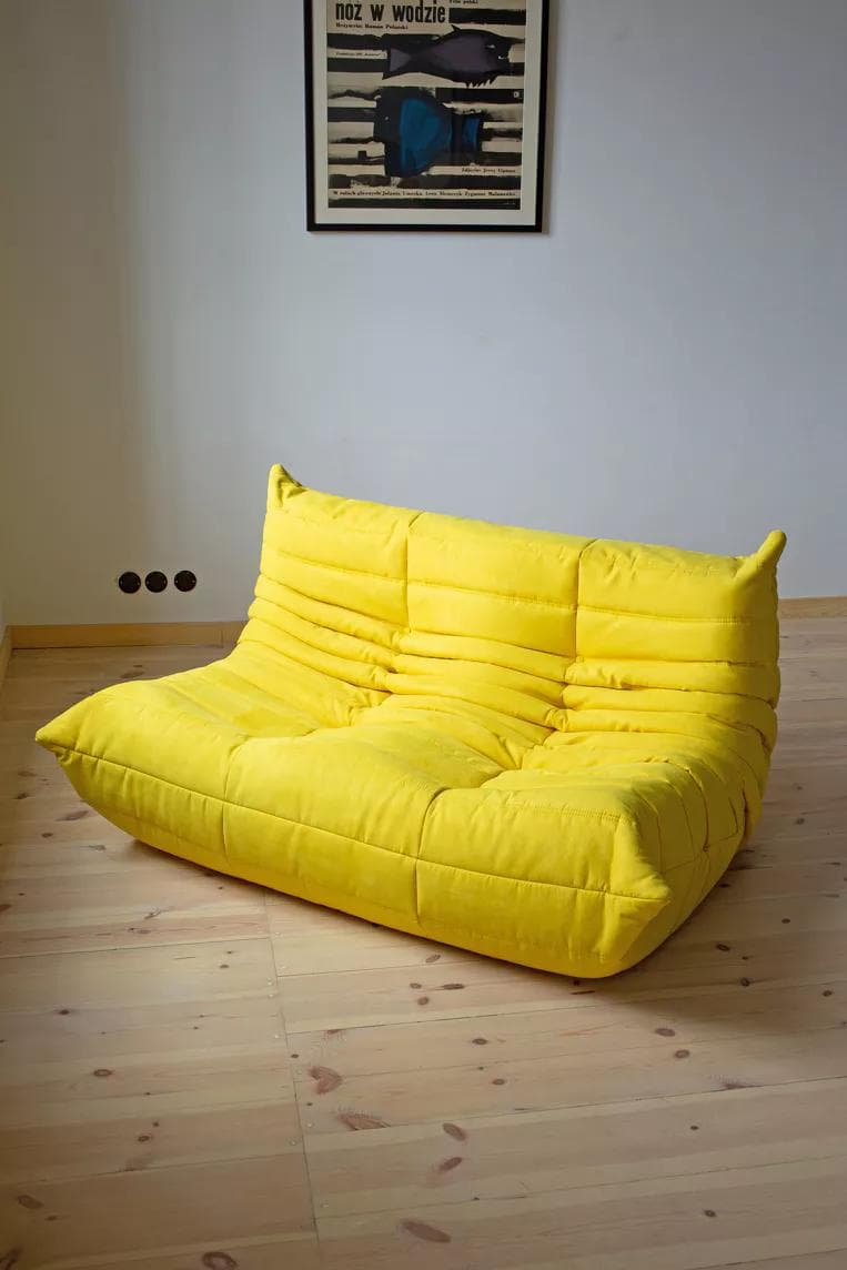 Sofa Togo dwuosobowa, velvet szary ciepły - 165059
