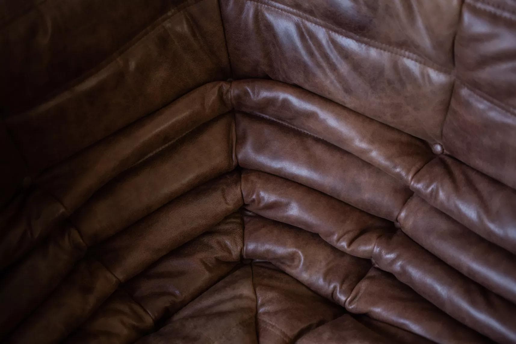 Narożnik Togo, skóra brązowa kasztanowa - 165174