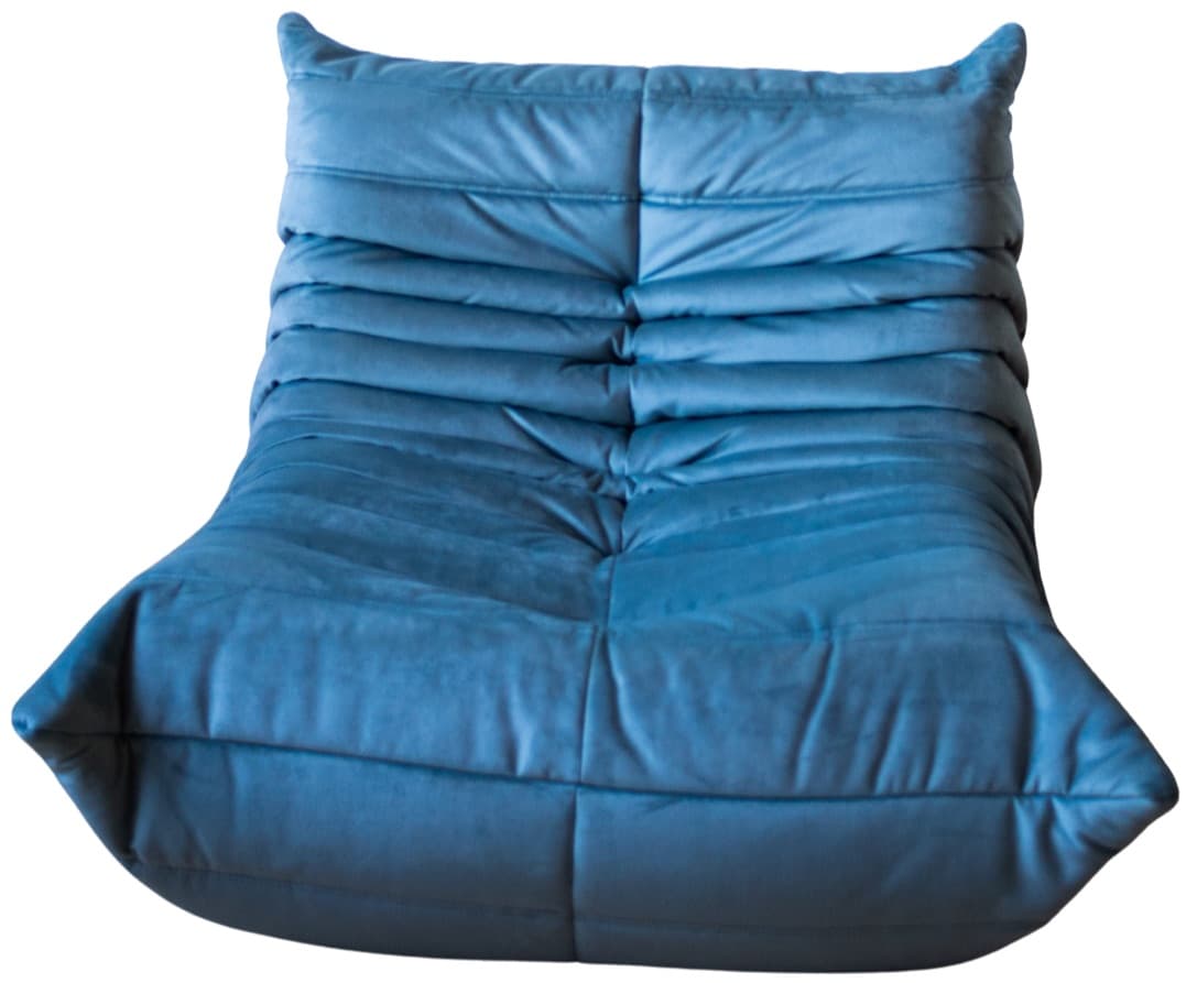 Fotel wypoczynkowy Togo, velvet błękitny lazur