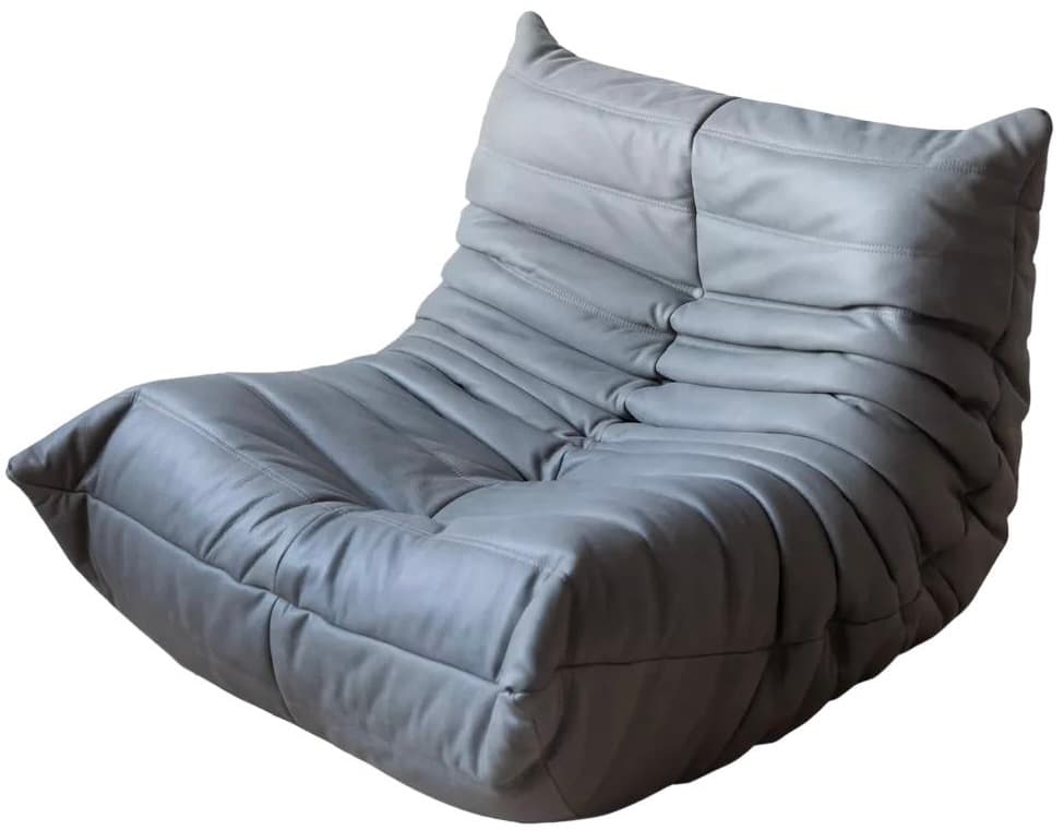 Fotel wypoczynkowy Togo, skóra szara madras