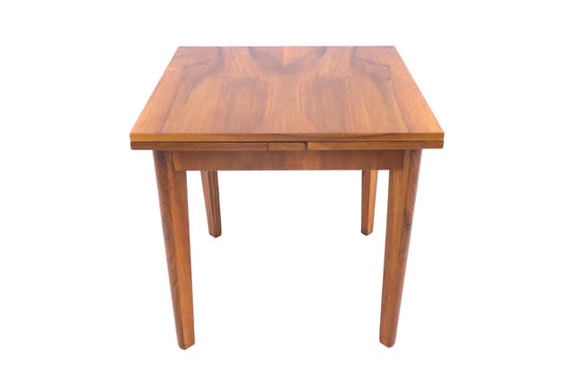 Walnut Square Art Deco Table, Poland, 1940s - DIMENSION